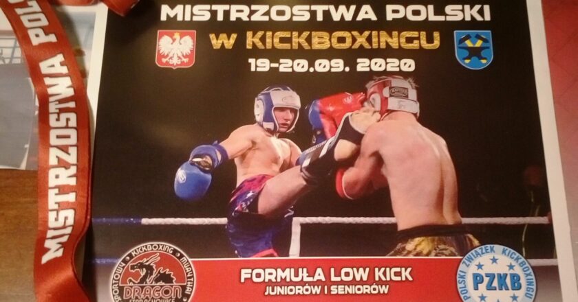 dyplom jednego z uczniów za uzyskanie Mistrzostwa Polski w kickboxingu