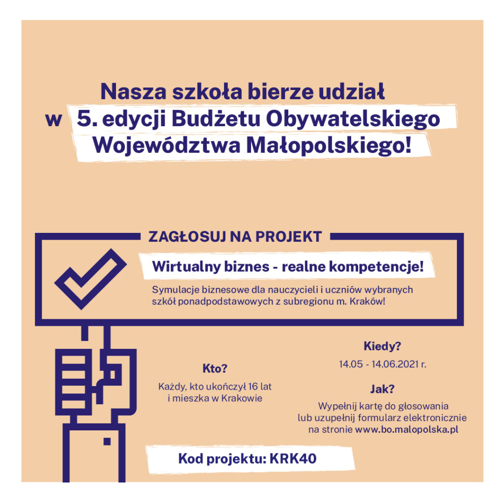 plakat reklamujący udział w 5. edycji Budżetu Obywateleskiego Województwa Małopolskiego