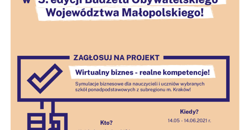 plakat reklamujący udział w 5. edycji Budżetu Obywateleskiego Województwa Małopolskiego