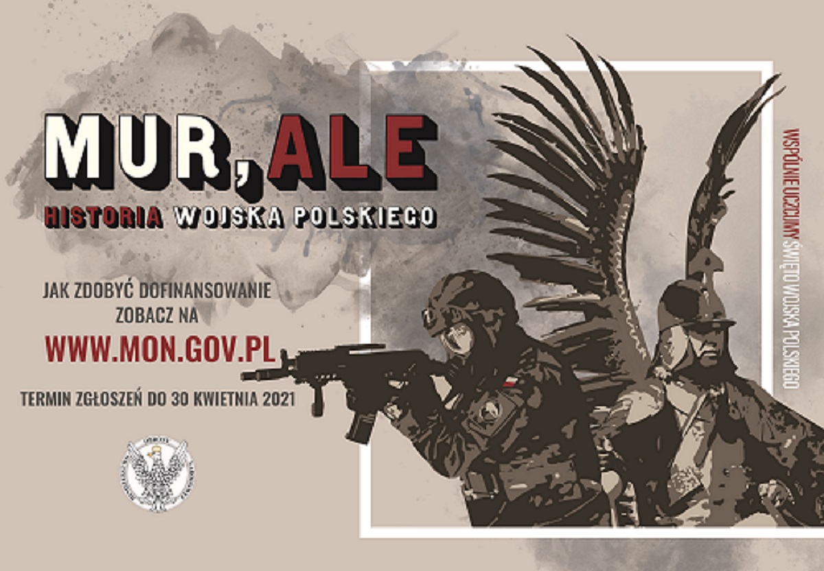 plakat promujący KONKURS "MUR,ALE HISTORIA WOJSKA POLSKIEGO"
